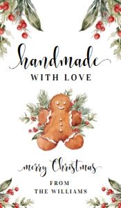 NUT-WHT-6-B1715 - NUTMEG NOEL - WHITE - CHRISTMAS MADE WITH LOVE TAG - 1.75" x 3": NUT-WHT-6-B1715 - NUTMEG NOEL - WHITE - CHRISTMAS MADE WITH LOVE TAG