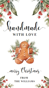 NUT-WHT-6-B1715 - NUTMEG NOEL - WHITE - CHRISTMAS MADE WITH LOVE TAG - 5cm x 9cm: NUT-WHT-6-B1715 - NUTMEG NOEL - WHITE - CHRISTMAS MADE WITH LOVE TAG
