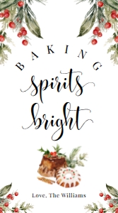 NUT-WHT-6-B2277 - NUTMEG NOEL - WHITE - CHRISTMAS BAKING SPIRITS BRIGHT TAG - 5cm x 9cm: NUT-WHT-6-B2277 - NUTMEG NOEL - WHITE - CHRISTMAS BAKING SPIRITS BRIGHT TAG