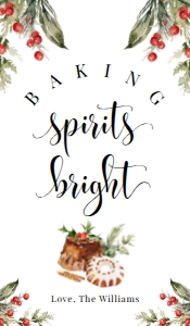 NUT-WHT-6-B2277 - NUTMEG NOEL - WHITE - CHRISTMAS BAKING SPIRITS BRIGHT TAG - 1.75" x 3": NUT-WHT-6-B2277 - NUTMEG NOEL - WHITE - CHRISTMAS BAKING SPIRITS BRIGHT TAG