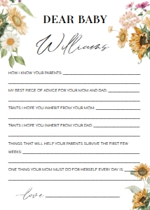MEW-WHT-10-B2279 - MEWS FLORAL - WHITE - DEAR BABY GAME - 5" x 7": MEW-WHT-10-B2279 - MEWS FLORAL - WHITE - DEAR BABY GAME