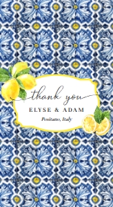 POS-BLY-6-B1088 - POSITANO BLUE TILE - LEMONS - CHOCOLATE WRAPPERS - 1.45" x 2.65": POS-BLY-6-B1088 - POSITANO BLUE TILE - LEMONS - CHOCOLATE WRAPPERS