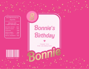 BAR-HPK-6-B2315 - BARBIE PARTY - HOT PINK GOLD - CHIP PACKET FAVOUR - LETTER: BAR-HPK-6-B2315 - BARBIE PARTY - HOT PINK GOLD - CHIP PACKET FAVOUR