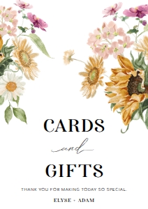 MEW-WHT-7-B2322 - MEWS FLORAL - WHITE - CARDS AND GIFTS SIGN - A4: MEW-WHT-7-B2322 - MEWS FLORAL - WHITE - CARDS AND GIFTS SIGN