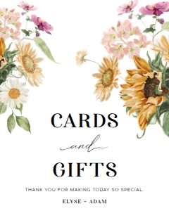 MEW-WHT-7-B2322 - MEWS FLORAL - WHITE - CARDS AND GIFTS SIGN - 8" x 10": MEW-WHT-7-B2322 - MEWS FLORAL - WHITE - CARDS AND GIFTS SIGN