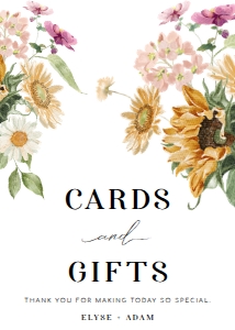 MEW-WHT-7-B2322 - MEWS FLORAL - WHITE - CARDS AND GIFTS SIGN - 5" x 7": MEW-WHT-7-B2322 - MEWS FLORAL - WHITE - CARDS AND GIFTS SIGN