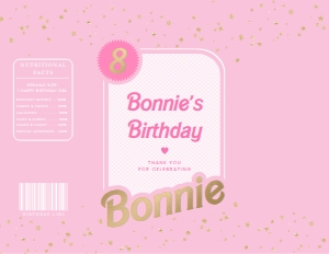 BAR-PNK-6-B2315 - BARBIE PARTY - PINK GOLD - CHIP PACKET FAVOUR - LETTER: BAR-PNK-6-B2315 - BARBIE PARTY - PINK GOLD - CHIP PACKET FAVOUR