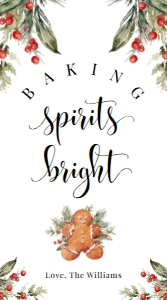 NUT-WHT-6-B2326 - NUTMEG NOEL - WHITE - CHRISTMAS GINGERBREAD BAKING SPIRITS BRIGHT TAG - 5cm x 9cm: NUT-WHT-6-B2326 - NUTMEG NOEL - WHITE - CHRISTMAS GINGERBREAD BAKING SPIRITS BRIGHT TAG
