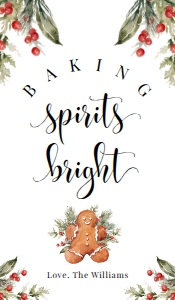 NUT-WHT-6-B2326 - NUTMEG NOEL - WHITE - CHRISTMAS GINGERBREAD BAKING SPIRITS BRIGHT TAG - 1.75" x 3": NUT-WHT-6-B2326 - NUTMEG NOEL - WHITE - CHRISTMAS GINGERBREAD BAKING SPIRITS BRIGHT TAG