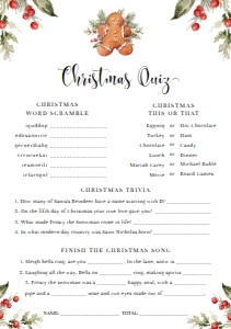 NUT-WHT-10-B2338 - NUTMEG NOEL - GINGERBREAD - WHITE - CHRISTMAS QUIZ AND MENU - A5: NUT-WHT-10-B2338 - NUTMEG NOEL - GINGERBREAD - WHITE - CHRISTMAS QUIZ AND MENU