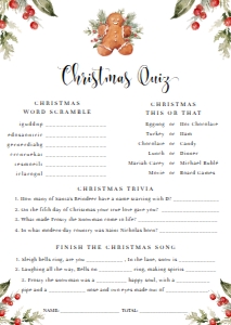 NUT-WHT-10-B2338 - NUTMEG NOEL - GINGERBREAD - WHITE - CHRISTMAS QUIZ AND MENU - A6: NUT-WHT-10-B2338 - NUTMEG NOEL - GINGERBREAD - WHITE - CHRISTMAS QUIZ AND MENU