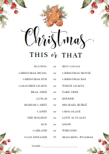 NUT-WHT-10-B2340 - NUTMEG NOEL - GINGERBREAD - WHITE - THIS OR THAT GAME - 5" x 7": NUT-WHT-10-B2340 - NUTMEG NOEL - GINGERBREAD - WHITE - THIS OR THAT GAME