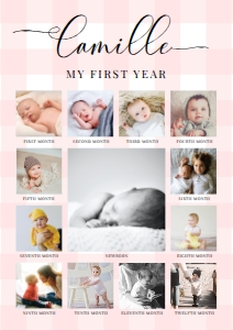 GIN-PNK-7-B2337 - GINGHAM - PINK - PHOTO TIMELINE SIGN - A1: GIN-PNK-7-B2337 - GINGHAM - PINK - PHOTO TIMELINE SIGN