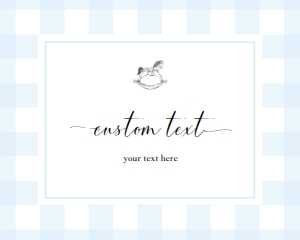 GIN-BLU-7-B2348 - GINGHAM ROCKING HORSE - BLUE - CUSTOM TEXT SIGN - LANDSCAPE - 8" x 10": GIN-BLU-7-B2348 - GINGHAM ROCKING HORSE - BLUE - CUSTOM TEXT SIGN