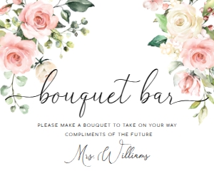 DAR-PNK-7-B2376 - DARCY FLORAL - PINK - BOUQUET BAR SIGN - LANDSCAPE - 8" x 10": DAR-PNK-7-B2376 - DARCY FLORAL - PINK - BOUQUET BAR SIGN