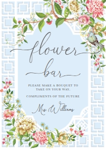 TRI-BLU-7-B2375 - TRIANON - BLUE - FLOWER BAR SIGN - 5" x 7": TRI-BLU-7-B2375 - TRIANON - BLUE - FLOWER BAR SIGN
