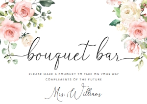 DAR-PNK-7-B2376 - DARCY FLORAL - PINK - BOUQUET BAR SIGN - LANDSCAPE - A4: DAR-PNK-7-B2376 - DARCY FLORAL - PINK - BOUQUET BAR SIGN
