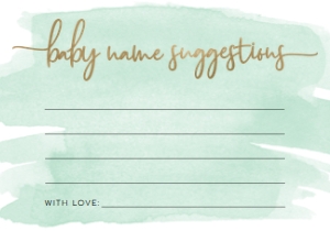 WAT-GRE-10-B1886 - WATERCOLOUR GREEN - GOLD - NAME SUGGESTION CARD - 3.5" x 5": WAT-GRE-7-B1887 - WATERCOLOUR GREEN - GOLD - NAME SUGGESTION SIGN AND CARD BUNDLE