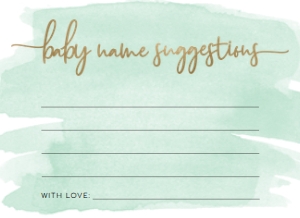 WAT-GRE-10-B1886 - WATERCOLOUR GREEN - GOLD - NAME SUGGESTION CARD - 4" x 5.5": WAT-GRE-7-B1887 - WATERCOLOUR GREEN - GOLD - NAME SUGGESTION SIGN AND CARD BUNDLE