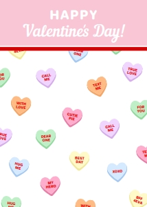 CNH-WHT-6-B2404 - CONVERSATION HEARTS - WHITE - SWEETHEART COOKIE CARD TAG - 5" x 7": CNH-WHT-6-B2404 - CONVERSATION HEARTS - WHITE - SWEETHEART COOKIE CARD TAG