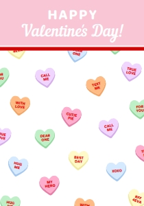 CNH-WHT-6-B2404 - CONVERSATION HEARTS - WHITE - SWEETHEART COOKIE CARD TAG - 3.5" x 5": CNH-WHT-6-B2404 - CONVERSATION HEARTS - WHITE - SWEETHEART COOKIE CARD TAG
