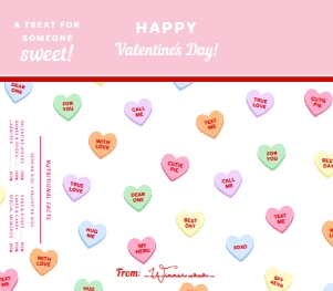 CNH-WHT-6-B2405 - CONVERSATION HEARTS - WHITE - SWEETHEART CHOCOLATE WRAPPER - 5.25" x 6": CNH-WHT-6-B2405 - CONVERSATION HEARTS - WHITE - SWEETHEART CHOCOLATE WRAPPER