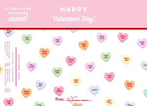 CNH-WHT-6-B2405 - CONVERSATION HEARTS - WHITE - SWEETHEART CHOCOLATE WRAPPER - 9cm x 12.5cm: CNH-WHT-6-B2405 - CONVERSATION HEARTS - WHITE - SWEETHEART CHOCOLATE WRAPPER