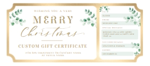 FER-GRE-14-B1778 - FERRAS BLOSSOM - GREENERY - MERRY CHRISTMAS GIFT CERTIFICATE - 4" x 9": FER-GRE-14-B1778 - FERRAS BLOSSOM - GREENERY - MERRY CHRISTMAS GIFT CERTIFICATE