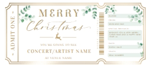 FER-GRE-14-B2418 - FERRAS - GREEN - CHRISTMAS CONCERT GIFT CERTIFICATE - 4" x 9": FER-GRE-14-B2418 - FERRAS - GREEN - CHRISTMAS CONCERT GIFT CERTIFICATE