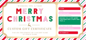 STR-PMT-14-B1798 - STRIPE - PINK MULTI - CHRISTMAS GIFT CERTIFICATE - DL: STR-PMT-14-B1798 - STRIPE - PINK MULTI - CHRISTMAS GIFT CERTIFICATE
