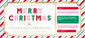 STR-PMT-14-B1798 - STRIPE - PINK MULTI - CHRISTMAS GIFT CERTIFICATE - 4" x 9": STR-PMT-14-B1798 - STRIPE - PINK MULTI - CHRISTMAS GIFT CERTIFICATE