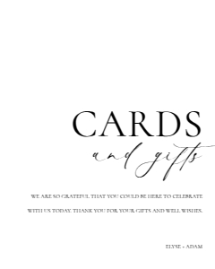 ELE-WHT-7-B2442 - ELLESMERE - WHITE - CARD AND GIFTS SIGN - 8" x 10": ELE-WHT-7-B2442 - ELLESMERE - WHITE - CARDS AND GIFTS SIGN