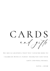 ELE-WHT-7-B2442 - ELLESMERE - WHITE - CARD AND GIFTS SIGN - 5" x 7": ELE-WHT-7-B2442 - ELLESMERE - WHITE - CARDS AND GIFTS SIGN