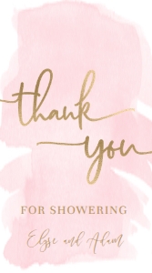WAT-PNK-6-B329 - WATERCOLOUR PINK - GOLD FOIL - THANK YOU TAGS - 5cm x 9cm: WAT-PNK-6-B329 - WATERCOLOUR PINK - GOLD FOIL - THANK YOU FAVOUR TAGS