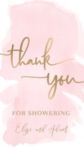 WAT-PNK-6-B329 - WATERCOLOUR PINK - GOLD FOIL - THANK YOU TAGS - 2" x 3.5": WAT-PNK-10-B598 - WATERCOLOUR PINK - GOLD - BABY SHOWER GAME BUNDLE