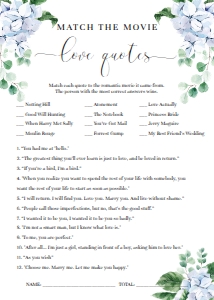 FER-BLU-10-B2467 - FERRAS BLOSSOM - BLUE - MOVIE LOVE QUOTES GAME - 5" x 7": FER-BLU-10-B2472 - FERRAS BLOSSOM - BLUE - BRIDAL SHOWER GAMES BUNDLE