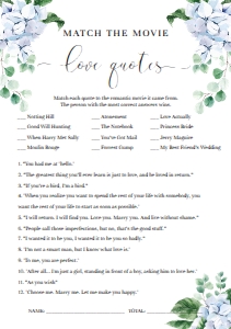 FER-BLU-10-B2467 - FERRAS BLOSSOM - BLUE - MOVIE LOVE QUOTES GAME - A5: FER-BLU-10-B2472 - FERRAS BLOSSOM - BLUE - BRIDAL SHOWER GAMES BUNDLE