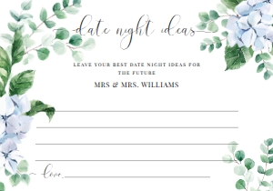 FER-BLU-10-B2470 - FERRAS BLOSSOM - BLUE - DATE NIGHT IDEAS GAME CARD - 3.5" x 5": FER-BLU-10-B2472 - FERRAS BLOSSOM - BLUE - BRIDAL SHOWER GAMES BUNDLE