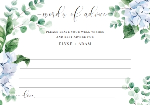 FER-BLU-10-B2471 - FERRAS BLOSSOM - BLUE - WORDS OF ADVICE GAME CARD - 3.5" x 5": FER-BLU-10-B2691 - FERRAS BLOSSOM - BLUE - BABY SHOWER GAME BUNDLE