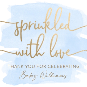 WAT-BLU-6-B2482 - WATERCOLOUR BLUE - GOLD - SPRINKLED WITH LOVE TAG - 2.5" x 2.5": WAT-BLU-6-B2482 - WATERCOLOUR BLUE - GOLD - SPRINKLED WITH LOVE TAG