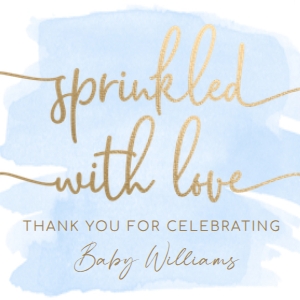 WAT-BLU-6-B2482 - WATERCOLOUR BLUE - GOLD - SPRINKLED WITH LOVE TAG - 2" x 2": WAT-BLU-6-B2482 - WATERCOLOUR BLUE - GOLD - SPRINKLED WITH LOVE TAG