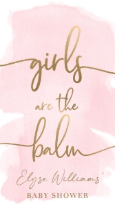 WAT-PNK-6-B1772 - WATERCOLOUR PINK - GOLD - GIRLS ARE THE BALM LIP BALM TAG - 5cm x 9cm: WAT-PNK-6-B1772 - WATERCOLOUR PINK - GOLD - GIRLS ARE THE BALM LIP BALM TAG