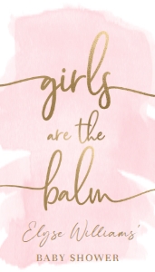 WAT-PNK-6-B1772 - WATERCOLOUR PINK - GOLD - GIRLS ARE THE BALM LIP BALM TAG - 2" x 3.5": WAT-PNK-6-B1772 - WATERCOLOUR PINK - GOLD - GIRLS ARE THE BALM LIP BALM TAG