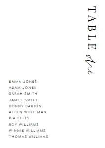 EST-WHT-9-B2183 - ESTELLE - WHITE - TABLE NUMBERS - A6: EST-WHT-9-B2183 - ESTELLE - WHITE - TABLE NUMBERS