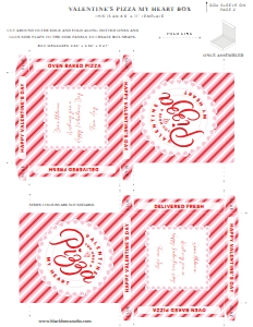 STR-RPK-6-B2483 - STRIPE - RED PINK - VALENTINE PIZZA BOX - LETTER: STR-RPK-6-B2483 - STRIPE - RED PINK - VALENTINE PIZZA BOX