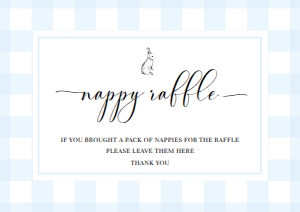 GIN-BLU-7-B2501 - GINGHAM - BLUE BUNNY - DIAPER RAFFLE SIGN - A4: GIN-BLU-7-B2501 - GINGHAM - BLUE BUNNY - DIAPER RAFFLE SIGN AND TICKET