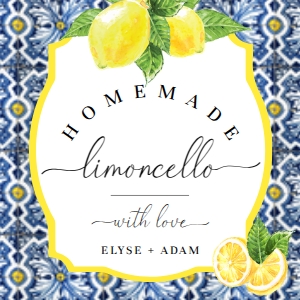 POS-BLY-6-B2121 - POSITANO BLUE TILE - LEMONS - HOMEMADE LIMONCELLO FAVOUR TAGS - 2" x 2": POS-BLY-6-B2121 - POSITANO BLUE TILE - LEMONS - HOMEMADE LIMONCELLO FAVOUR TAGS
