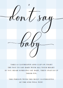 GIN-BLU-7-B579 - GINGHAM - BLUE - DON'T SAY BABY SIGN - 5" x 7": GIN-BLU-7-B579 - GINGHAM - BLUE - DON'T SAY BABY SIGN