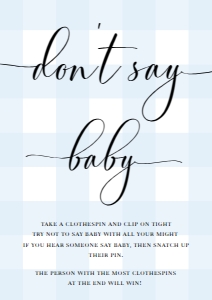 GIN-BLU-7-B579 - GINGHAM - BLUE - DON'T SAY BABY SIGN - A4: GIN-BLU-7-B579 - GINGHAM - BLUE - DON'T SAY BABY SIGN