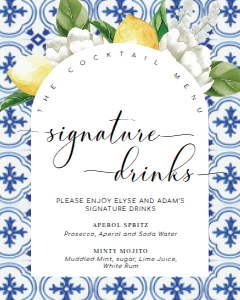 MED-BLU-7-B2533 - THE MED - LEMONS - SIGNATURE COCKTAILS SIGN - ARCH - 8" x 10": MED-BLU-7-B2533 - THE MED - LEMONS - SIGNATURE COCKTAILS SIGN - ARCH